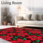 Bold Red Floral Scatter Garden Rug