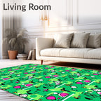 Pixelated Green Pink Character Repeat Rug