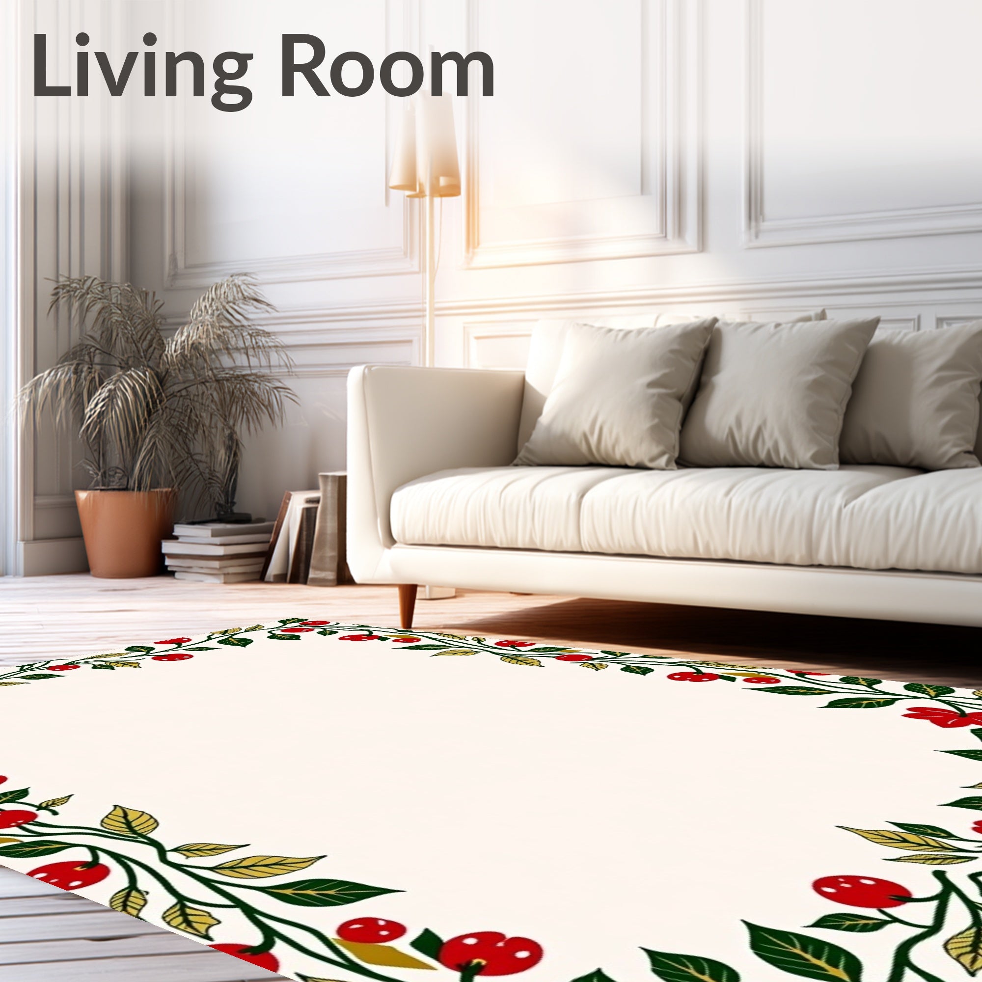 Red Cherry FloralVine Border Rug