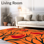 Red Cardinals On Dark Stylized Branches Rug