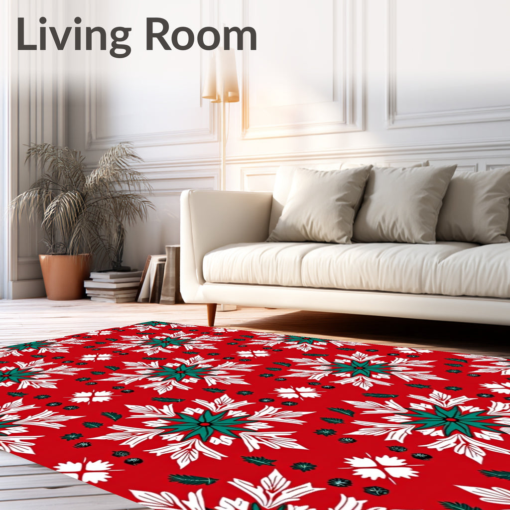 Red Festive Snowflake Medallion Rug