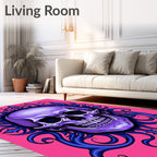 Purple Skull With Blue Swirls Accent Rug