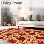 Whimsical Red Figure Folk Art Rug