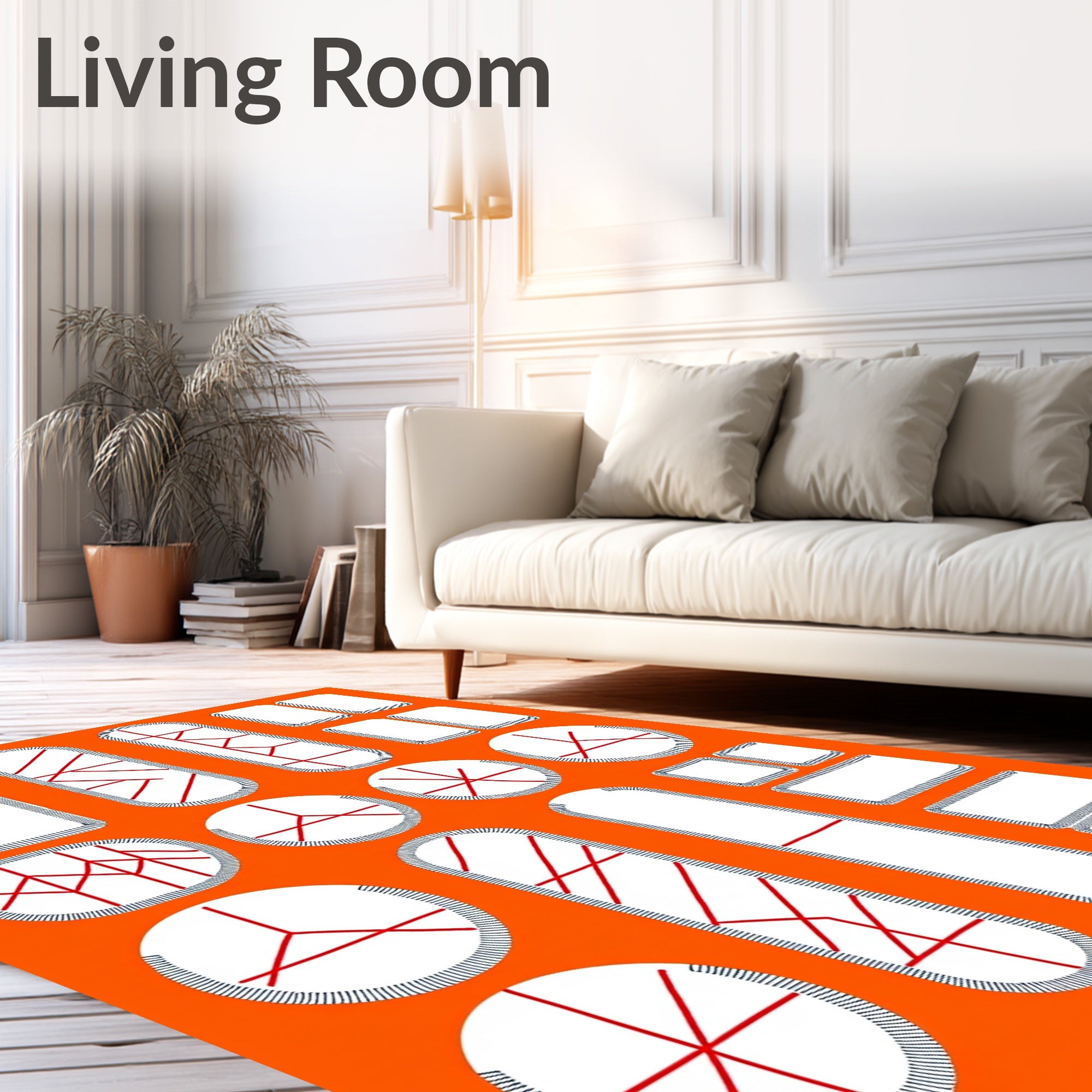 Geometric Red Abstract Shapes Collection Rug