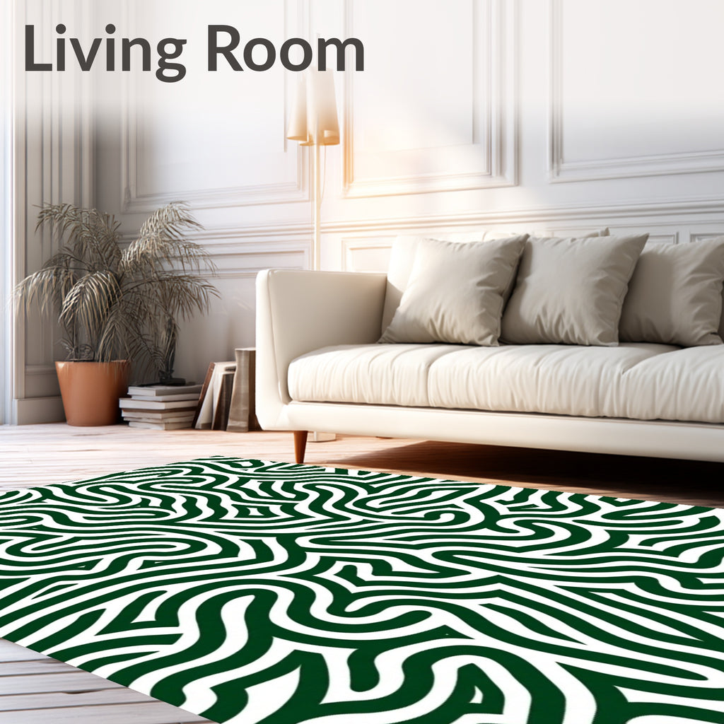 Deep Emerald Wavy Maze Rug