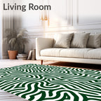Deep Emerald Wavy Maze Rug