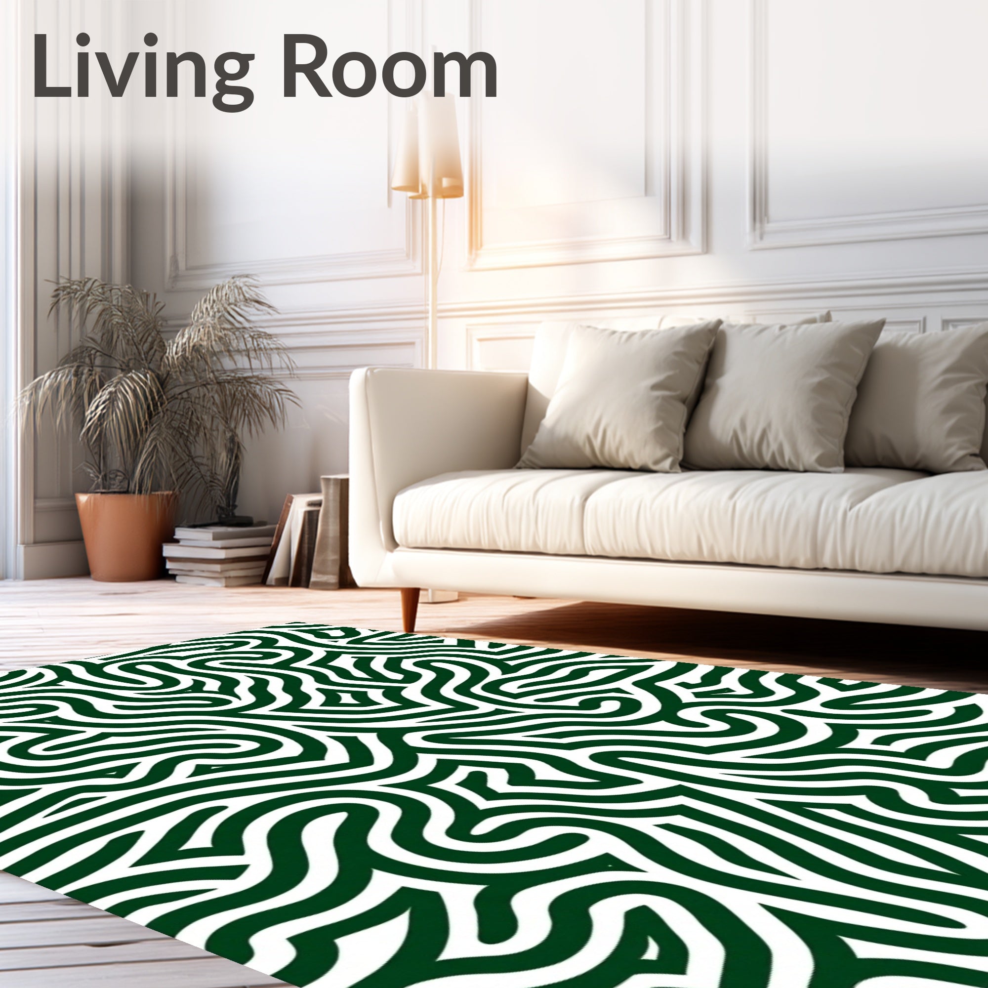 Deep Emerald Wavy Maze Rug