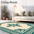 Earthy Teal Floral Garden Square Rug