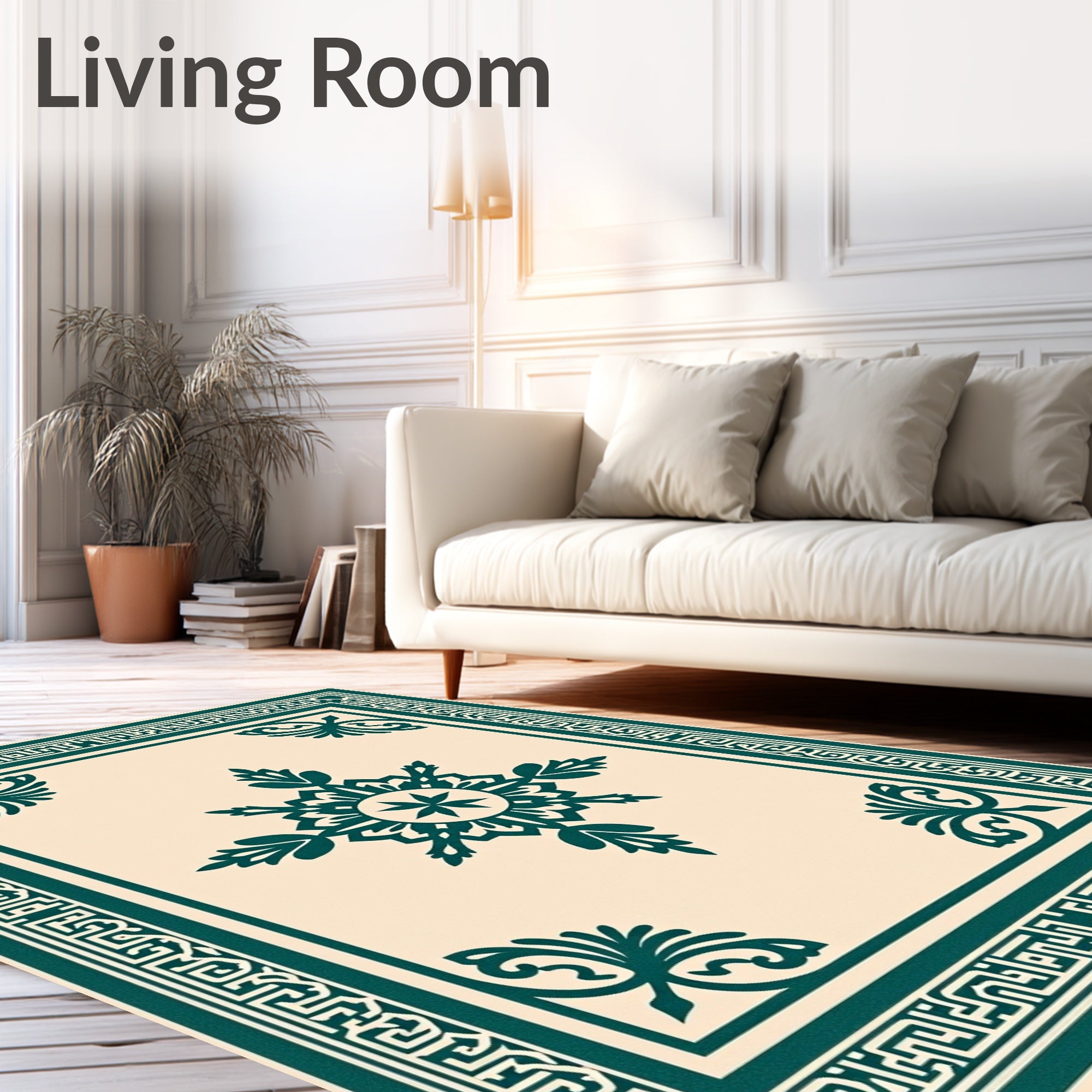 Earthy Teal Floral Garden Square Rug
