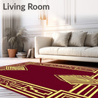 Elegant Gold Geometric Art Deco Frame Rug