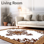 Brown Floral Medallion Square Rug