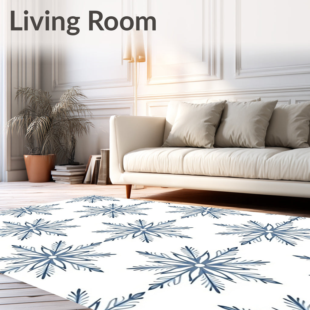 Blue Snowflakes Mandala Rug