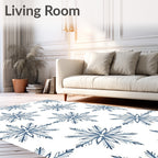 Blue Snowflakes Mandala Rug