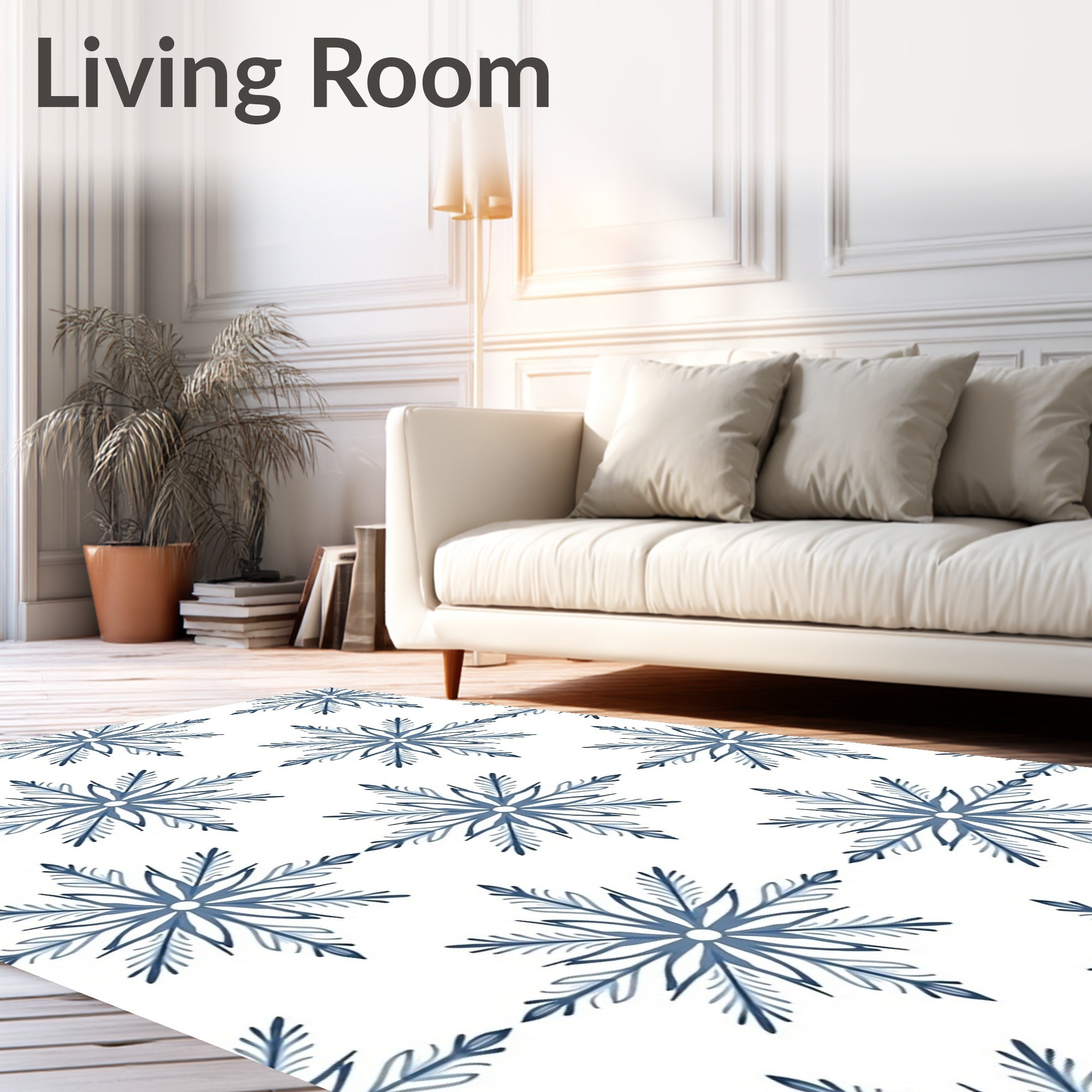 Blue Snowflakes Mandala Rug