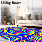 Vibrant Swirl Blue Red Yellow Abstract Rug