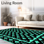 Mint Green Diamond Medallion Border Rug
