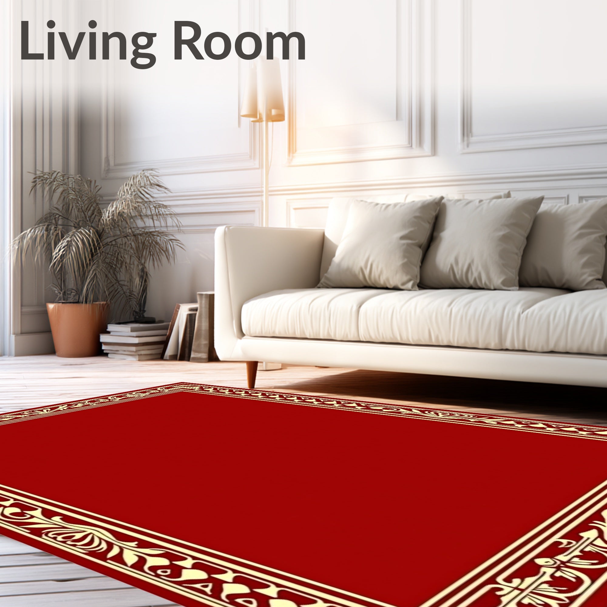 Crimson Gold Art Nouveau Border Rug