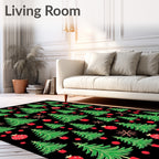 Green Red Christmas Tree Snowflakes Rug