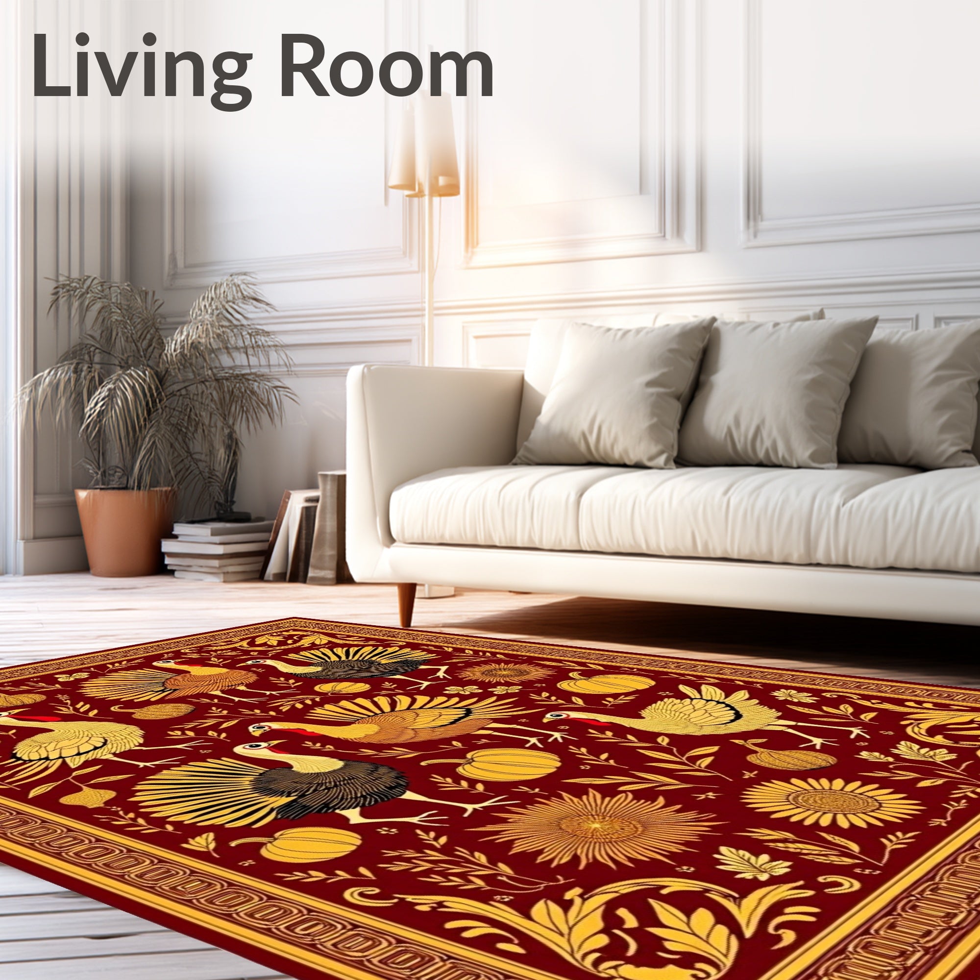 Crimson Gold Turkey Harvest Floral Rug