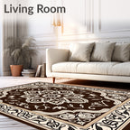Rich Brown Cream Floral Medallion Rug