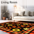 Orange and Yellow Sunflower Foliage Plaid Rug