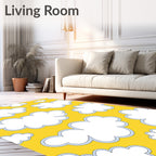 Whimsical White Clouds Yellow Sky Rug