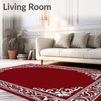Crimson White Ornamental Border Rug