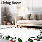 Festive Holly Berry Garland Border Rug