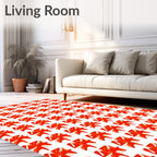 Retro Red Swirl Repeating Square Rug