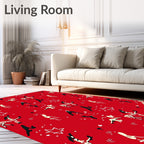 Whimsical Red Deers Stars and Abstract Shapes Rug