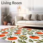 Autumn Orange Pumpkin Floral Sprig Rug