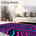 Vibrant Hot Pink Blue Swirl Rug