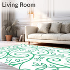Emerald Vine Swirls Botanical Rug