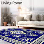 Regal navy ornate floral medallion Rug
