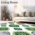 Emerald Green Ornate Floral Medallion Rug