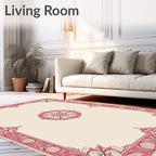 Pink Floral Compass Border Rug