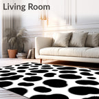Black White Spotted Spiky Blobs Rug