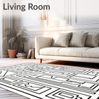 Black and white abstract framed composition Rug