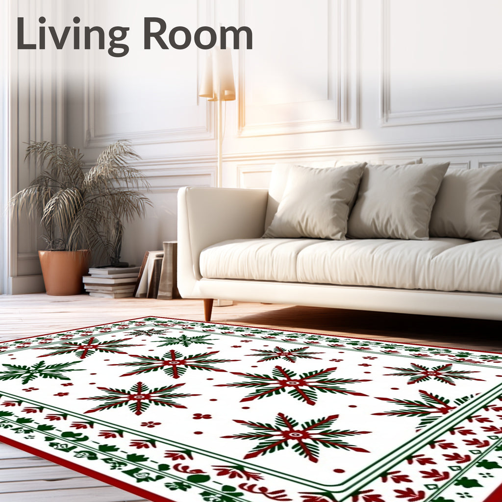 Crimson And Green Snowflake Medallion Rug