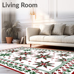 Crimson And Green Snowflake Medallion Rug