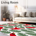 Red Cardinals and Green Pine Sprigs Rug