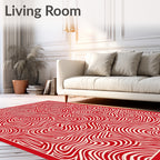 Crimson White Abstract Swirl Rug