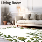Green Floral Vine Border Rug