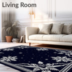 Deep Blue Snowflake Winter Night Rug
