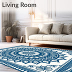 Deep Blue Intricate Medallion Rug