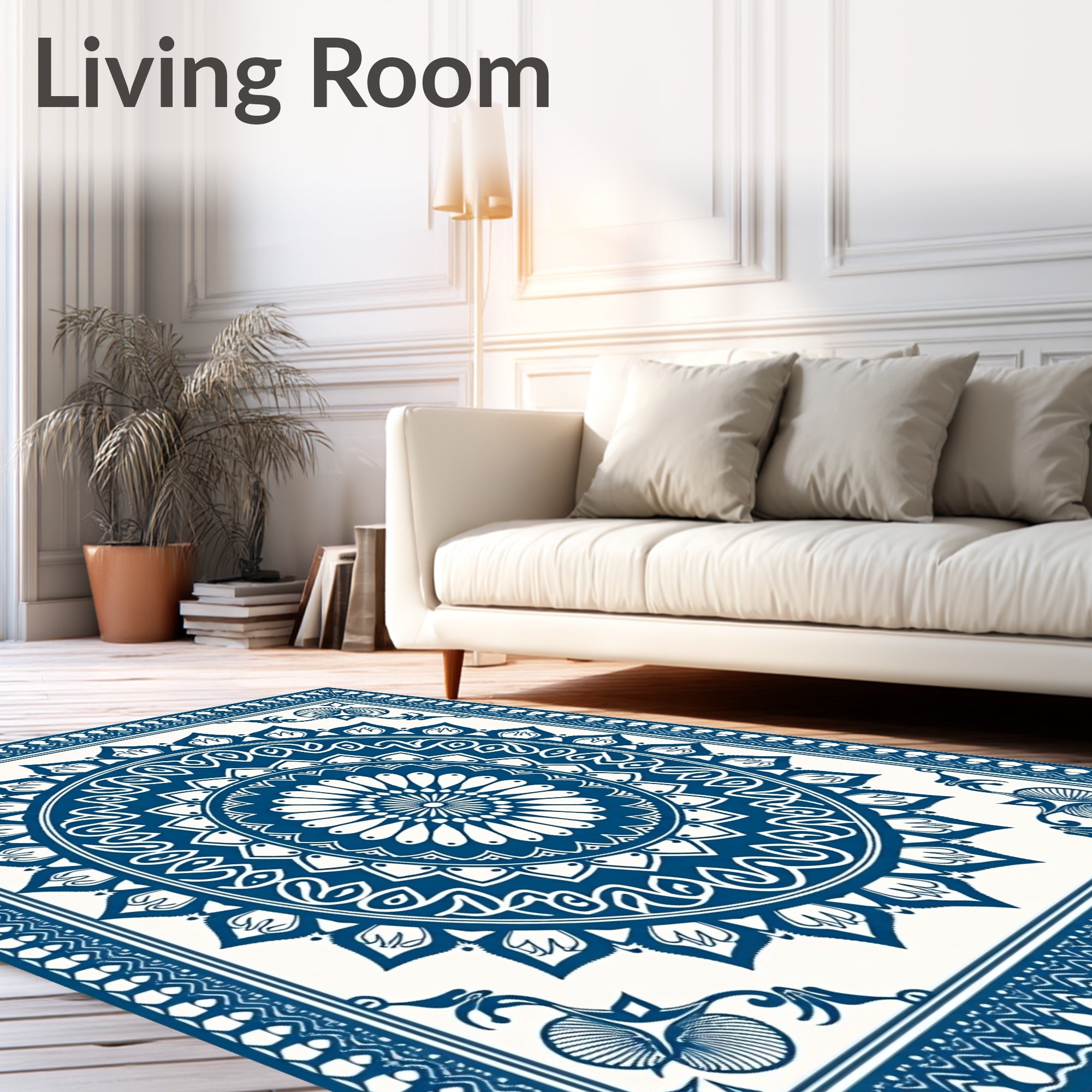 Deep Blue Intricate Medallion Rug