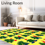 Festive Green Christmas Trees Red Accents Rug