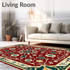 Crimson Teal Floral Medallion Rug