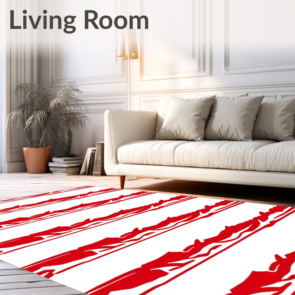 Crimson Abstract Striped Rug