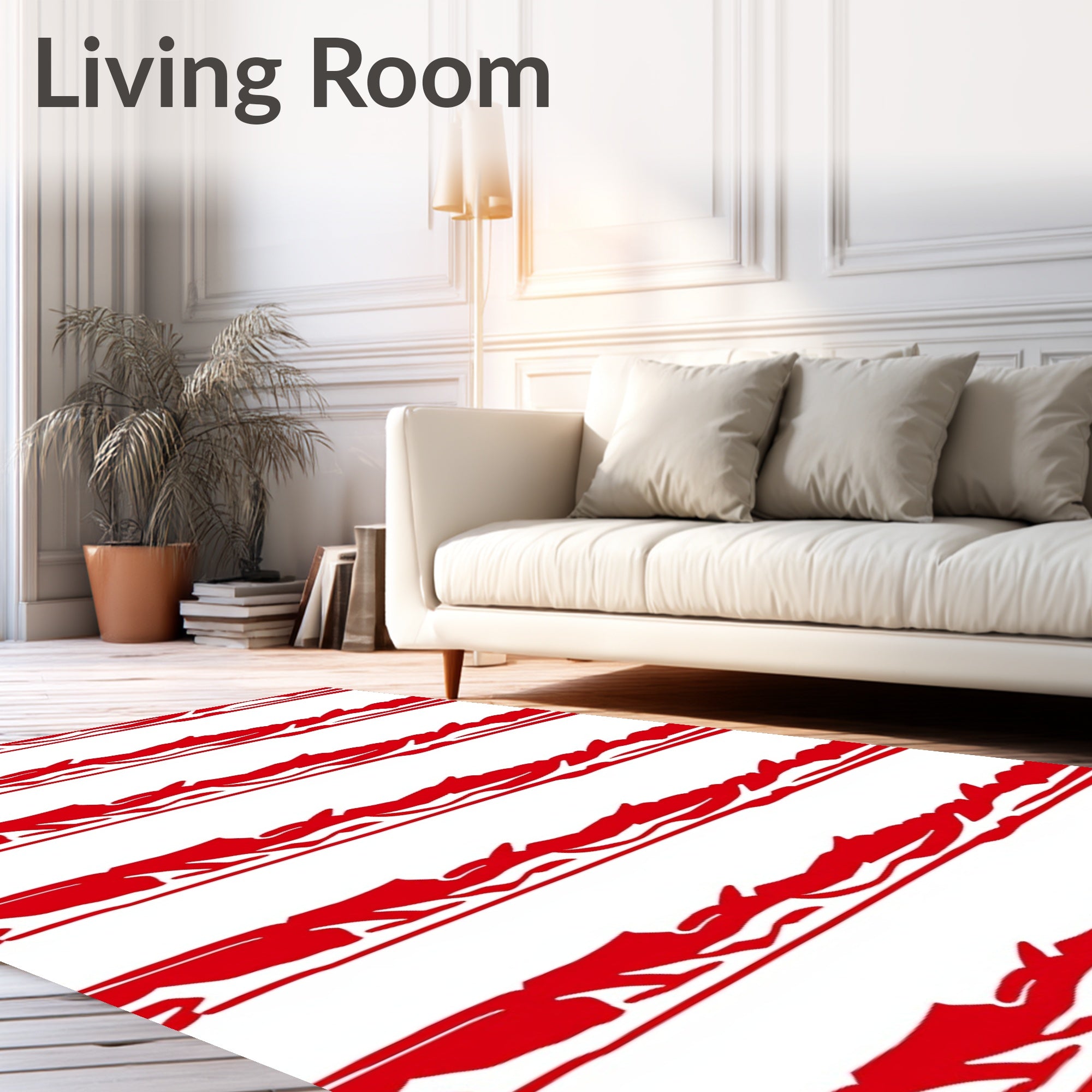 Crimson Abstract Striped Rug